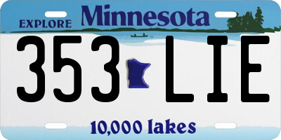 MN license plate 353LIE