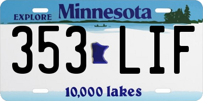 MN license plate 353LIF