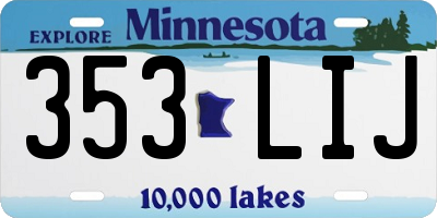 MN license plate 353LIJ