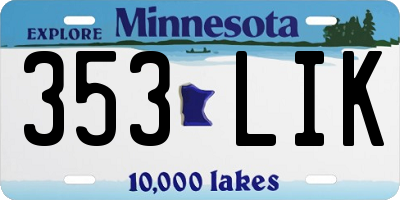 MN license plate 353LIK