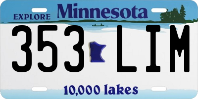 MN license plate 353LIM