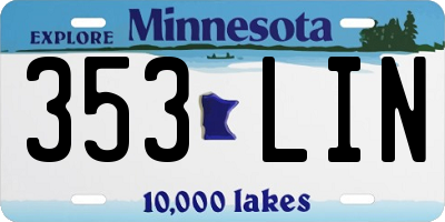 MN license plate 353LIN