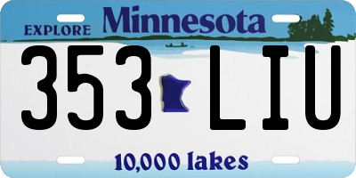 MN license plate 353LIU