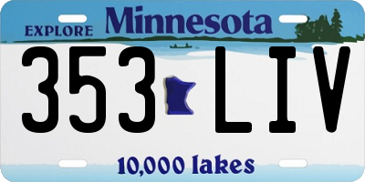 MN license plate 353LIV