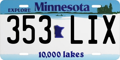 MN license plate 353LIX