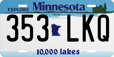 MN license plate 353LKQ