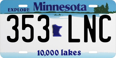 MN license plate 353LNC