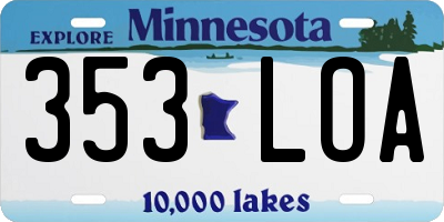 MN license plate 353LOA