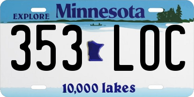 MN license plate 353LOC