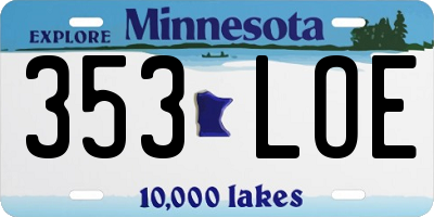 MN license plate 353LOE