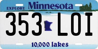 MN license plate 353LOI