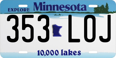 MN license plate 353LOJ