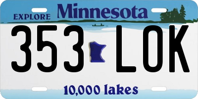 MN license plate 353LOK