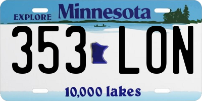 MN license plate 353LON