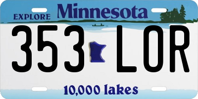 MN license plate 353LOR