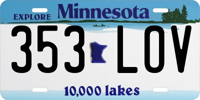 MN license plate 353LOV