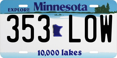 MN license plate 353LOW