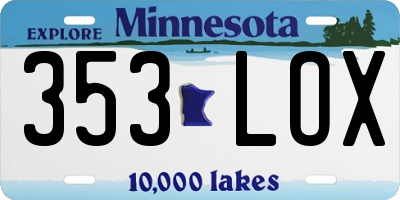 MN license plate 353LOX