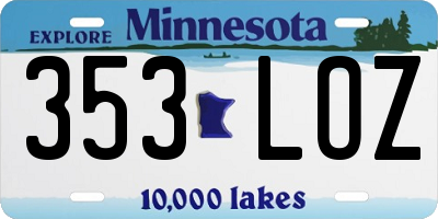 MN license plate 353LOZ