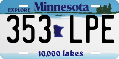 MN license plate 353LPE