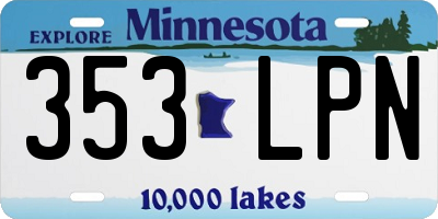 MN license plate 353LPN