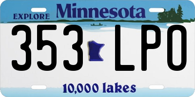 MN license plate 353LPO