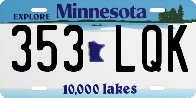 MN license plate 353LQK