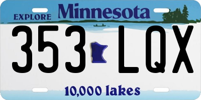MN license plate 353LQX
