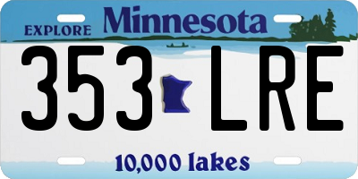 MN license plate 353LRE