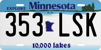 MN license plate 353LSK