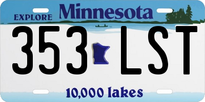 MN license plate 353LST