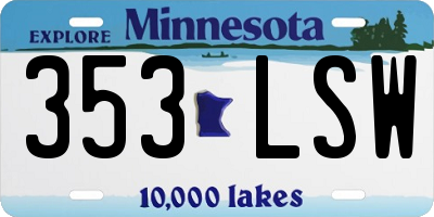 MN license plate 353LSW