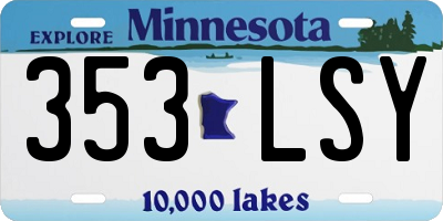 MN license plate 353LSY