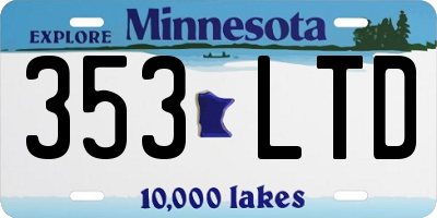 MN license plate 353LTD