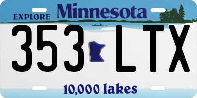 MN license plate 353LTX
