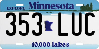 MN license plate 353LUC