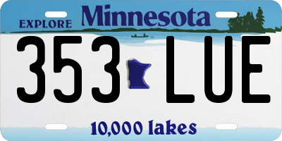 MN license plate 353LUE