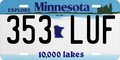 MN license plate 353LUF