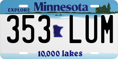 MN license plate 353LUM