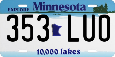 MN license plate 353LUO