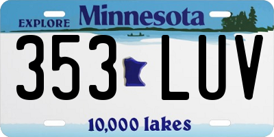 MN license plate 353LUV