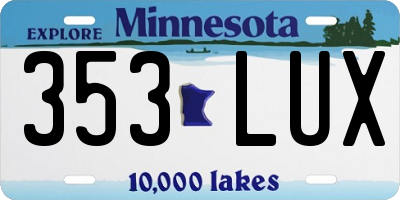 MN license plate 353LUX