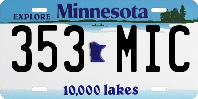 MN license plate 353MIC