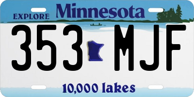 MN license plate 353MJF