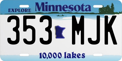 MN license plate 353MJK