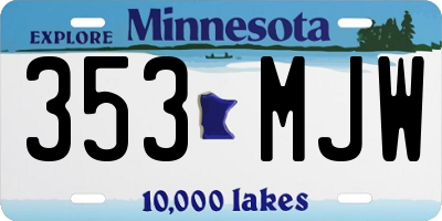 MN license plate 353MJW