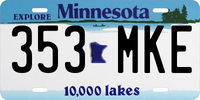 MN license plate 353MKE