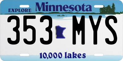 MN license plate 353MYS