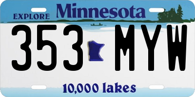 MN license plate 353MYW