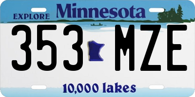 MN license plate 353MZE